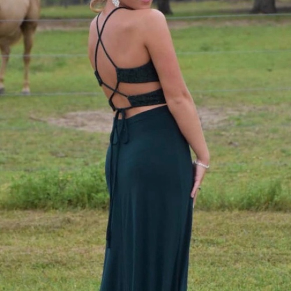 Elegant Morgan & Co. Hunter Green Prom Dress